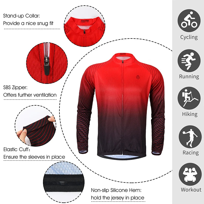 West Biking Cycling Jersey Long Sleeve Team Racing Shirt