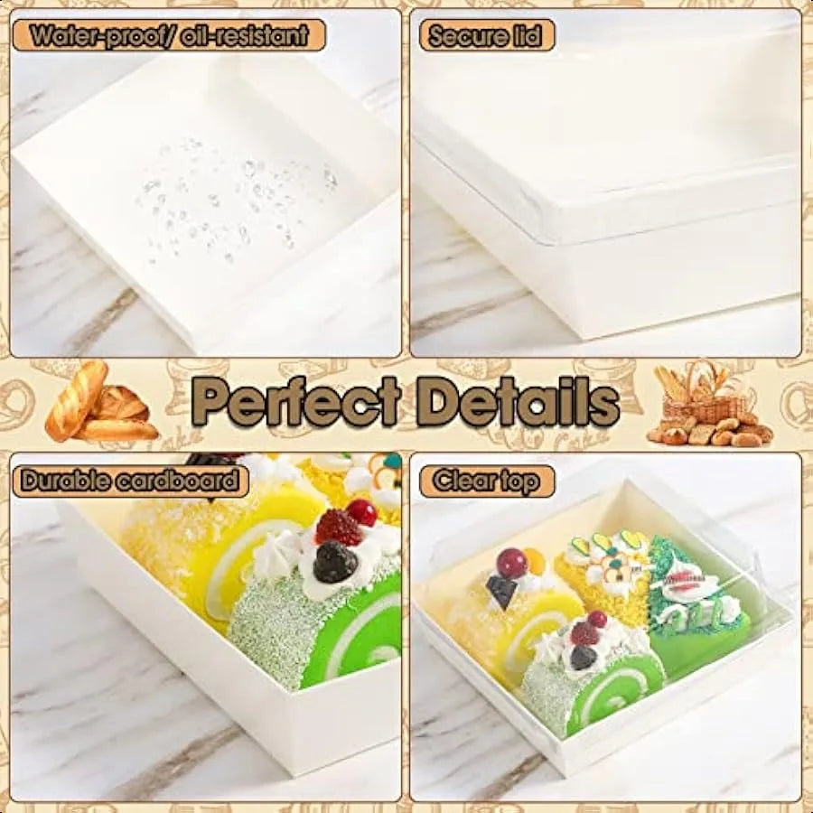50Pack Charcuterie Boxes with Clear LidsSquare Paper Charcuterie Box Disposable Food Containers Bakery Boxes 5Inch OilProof Des