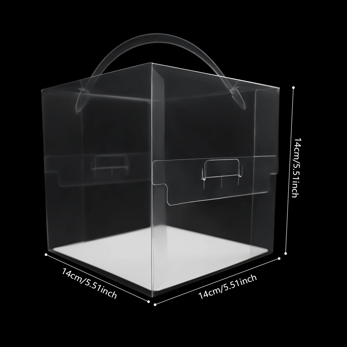 50Pcs Clear Party Cake Boxes with Handles, 5.5" Dessert Gift Packaging Container for Birthday Wedding Christmas Cookies