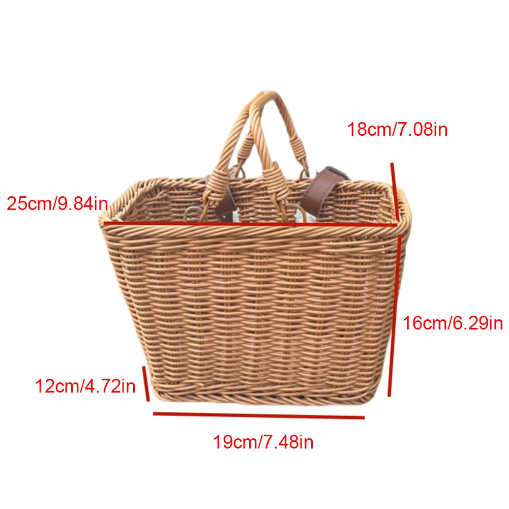 MOJOYCE Cute Square Bicycle Basket With Leather Straps