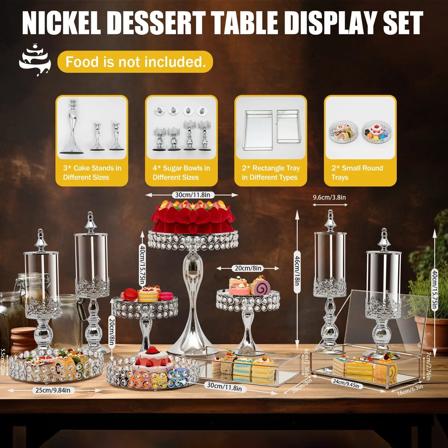 Cake Tools Crystal Metal Cake Stand Set For Wedding Display
