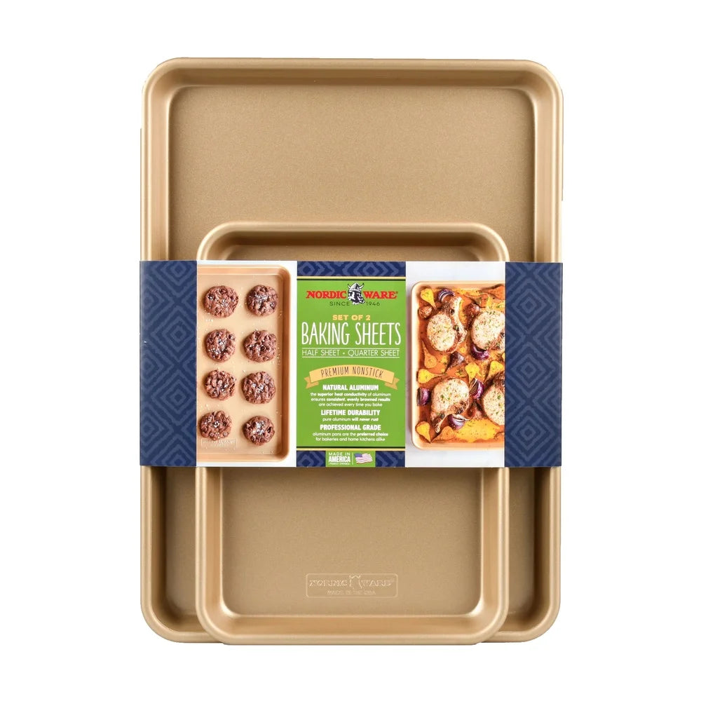 Feature Nonstick Baking Sheets Set Of 2 Metal Cookie Pans
