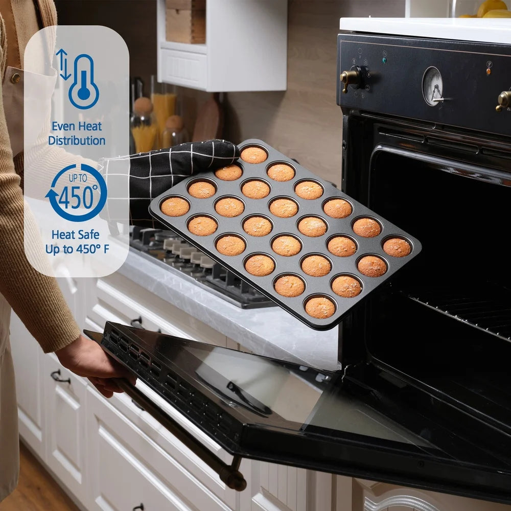 Feature 24 Cavity Nonstick Mini Muffin Pan Carbon Steel