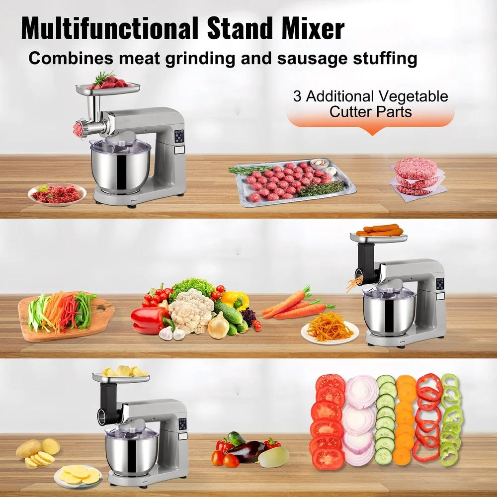 XMSJ Stand Mixer With Meat Grinder And Scraper LCD Control