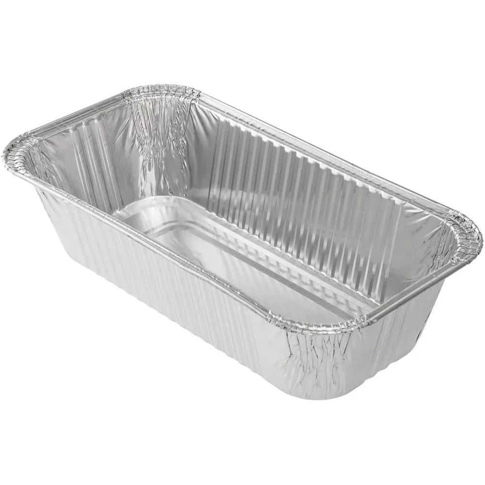 25 Pack Disposable Aluminum Loaf Pans 12.5 x 6.5 Inch Oven Safe Baking Trays No Mess Storage Easy Cleanup Perfect Leftovers