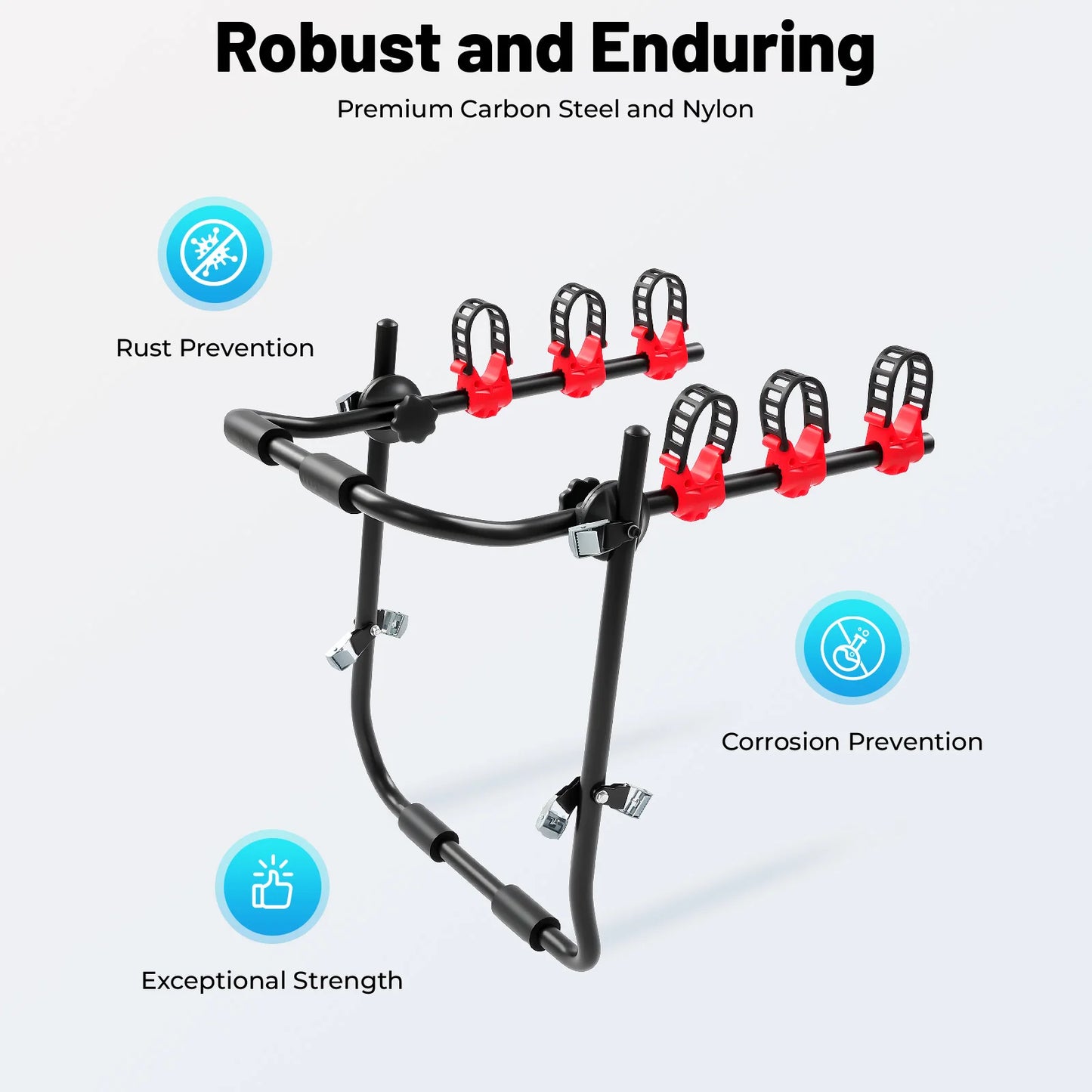 Folded 3 Bike Trunk Mount Rack Universal Car Carrier