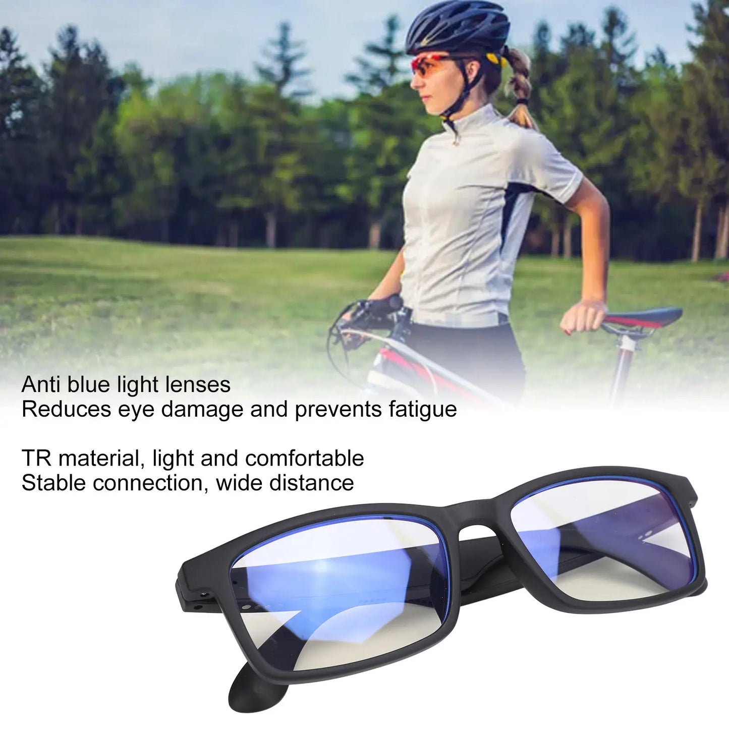 Cycling Sunglasses Bluetooth Sunglasses Stable Connection 4 Hours Playback Time Smart Sound Glasses with Mic for Outdoor Cycling