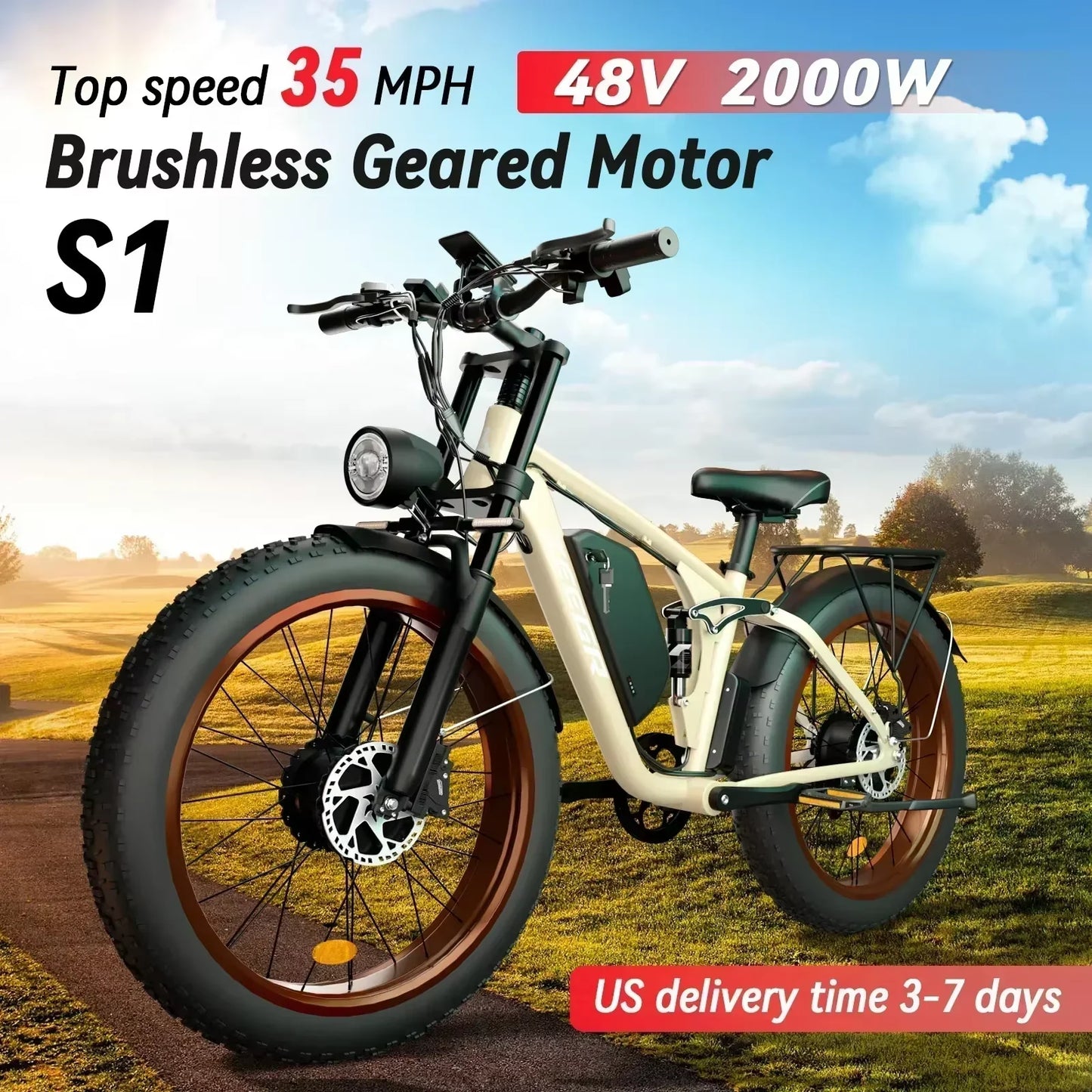 S1 2000W 48V Ebike Electric Bicycle With Hydraulic Brakes