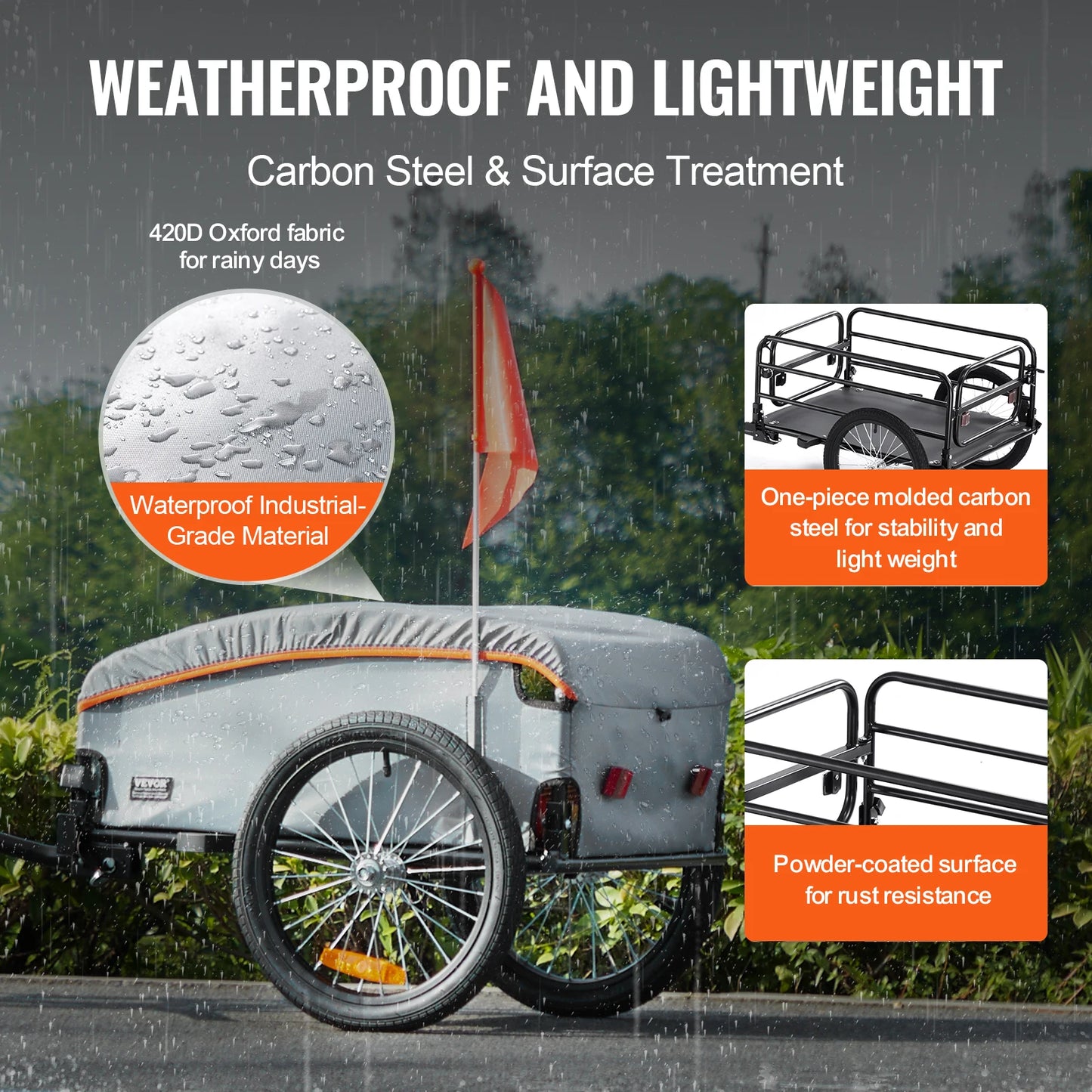 Hign-concerned 100lb Bike Cargo Trailer Foldable Wagon Cart
