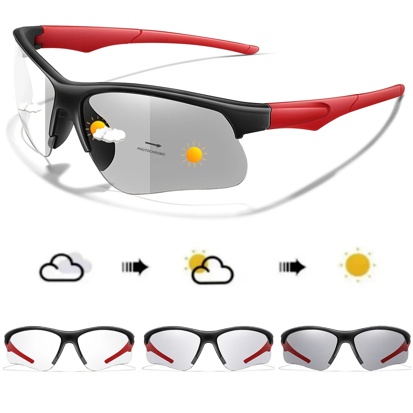 Style Photochromic Sunglasses Men Women Outdoor Mtb Bicycle Cycling Runnging Eyewear Sports Bike Windproof Goggles