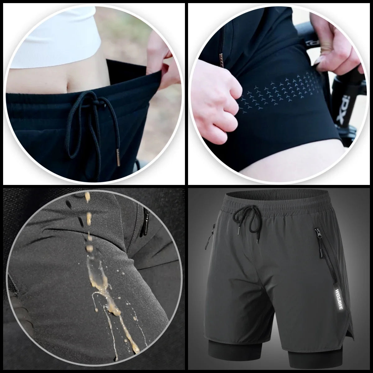 WOSAWECN MTB Shorts 2 In 1 Mountain Bike Padded Quick Dry