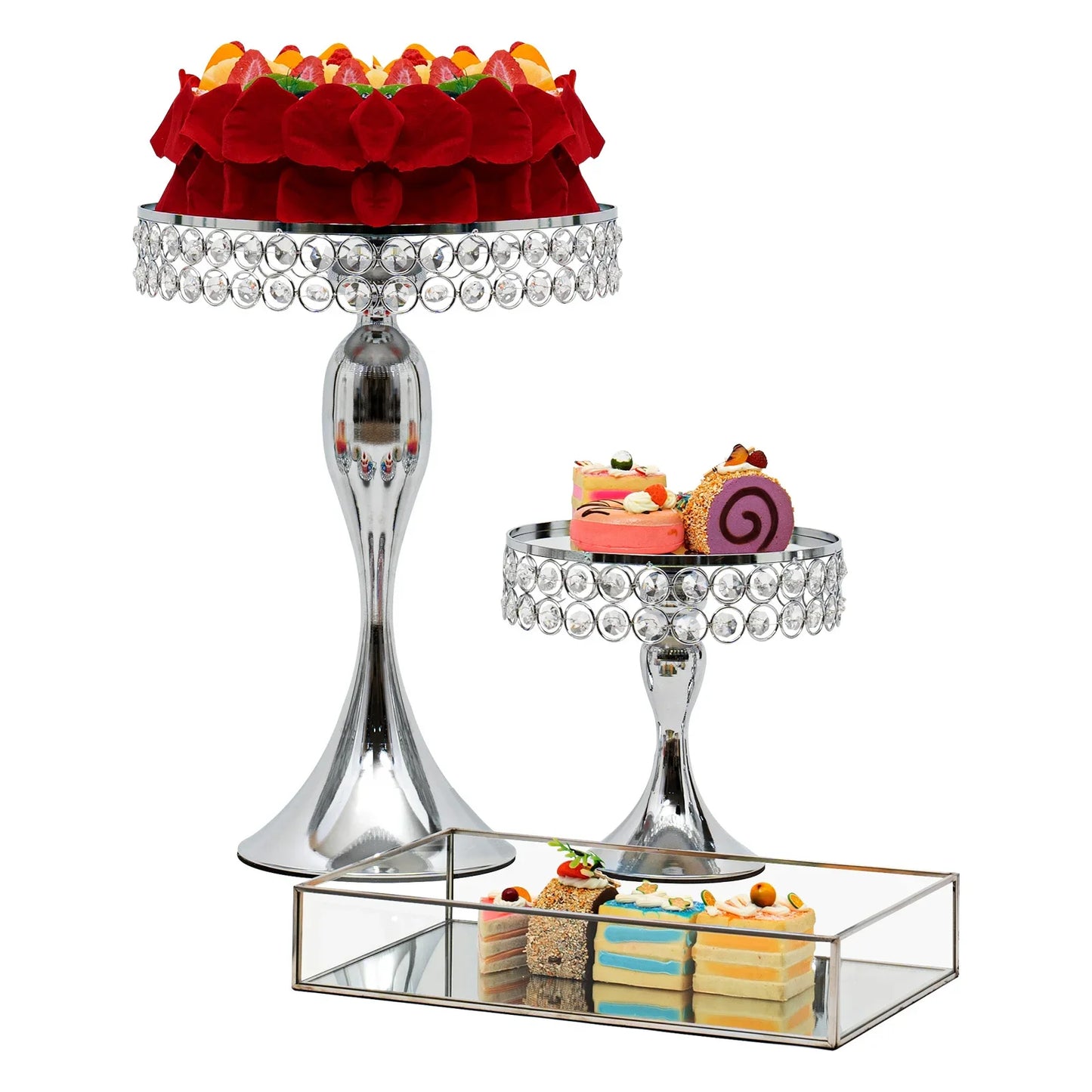 Cake Tools Crystal Metal Cake Stand Set For Wedding Display