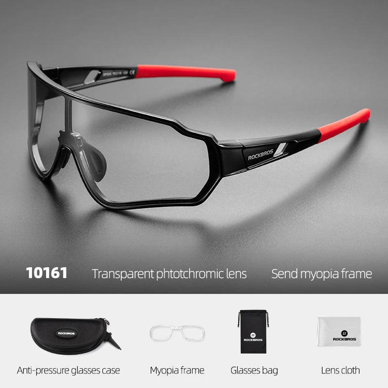 ROCKBROS Cycling Glasses Men Women Photochromic Polarized Outdoor Sport Sunglasses Eyewear Inner Frame Bike Glasses Goggles
