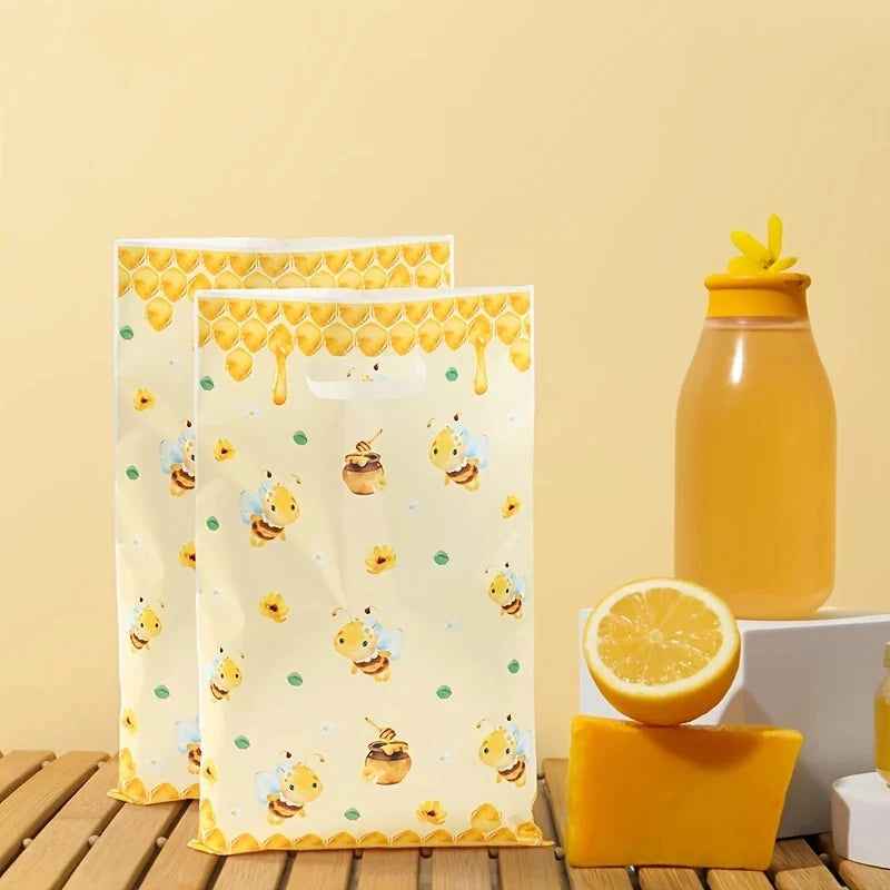 10pcs Bee Candy Handbags Little Bee Theme Party Cookie Biscuit Packaging Box Baby Shower Bee Gift Bag Birthday Party Decor