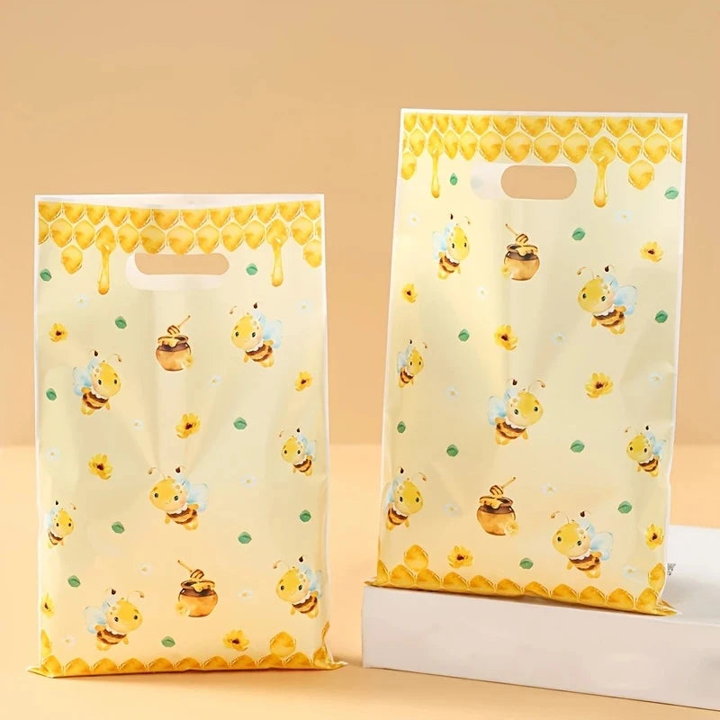 10pcs Bee Candy Handbags Little Bee Theme Party Cookie Biscuit Packaging Box Baby Shower Bee Gift Bag Birthday Party Decor