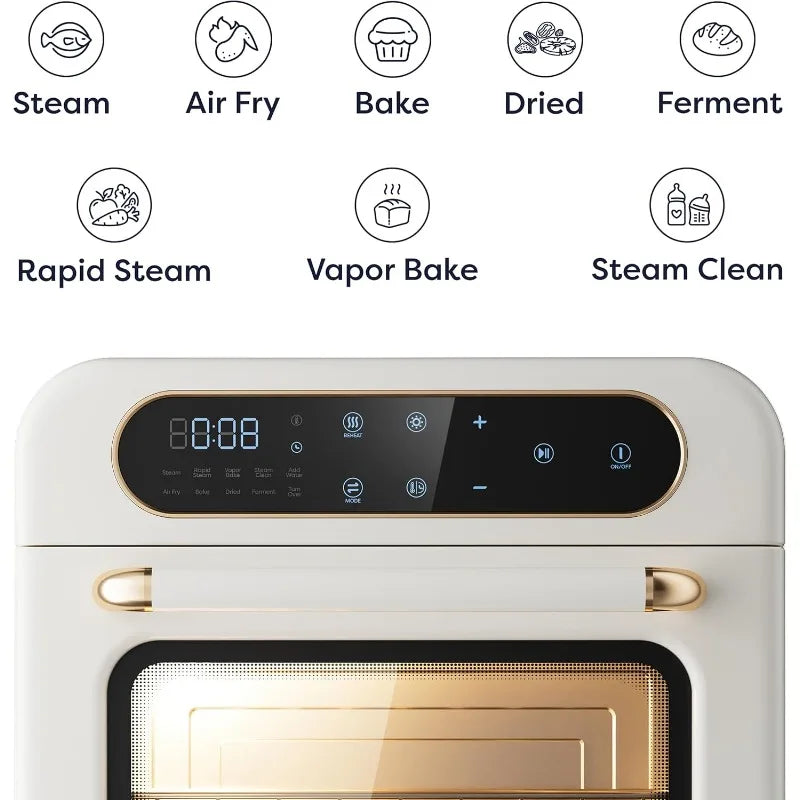 8-in-1 Air Fryer Steam Oven Countertop, 13QT Mini Toaster Oven with Steam, Rapid Steam, Air Fry, Vapor Bake, Steam Clean, Bake