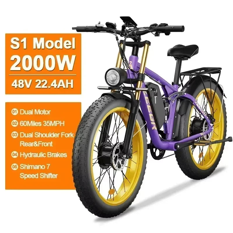 S1 2000W 48V Ebike Electric Bicycle With Hydraulic Brakes