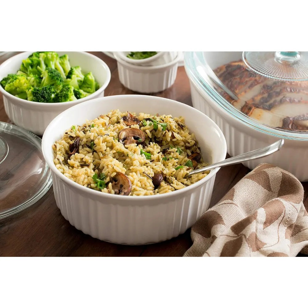 12 French Ceramic Bakeware Set With Lids Microwave Safe