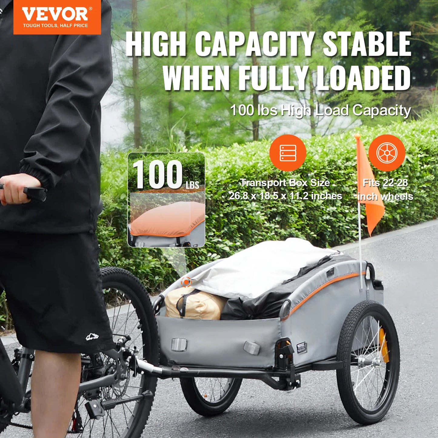 Hign-concerned 100lb Bike Cargo Trailer Foldable Wagon Cart