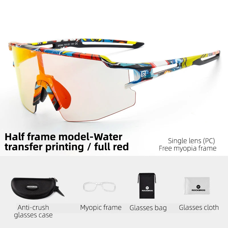 ROCKBROS Cycling Glasses Photochromic Polarized Lens Bike Glasses UV400 Protection Eyewear Sunglasses MTB Road Bicycle Goggles