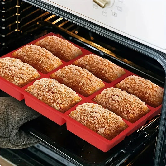 9-Cavity Silicone Loaf Pan for Baking