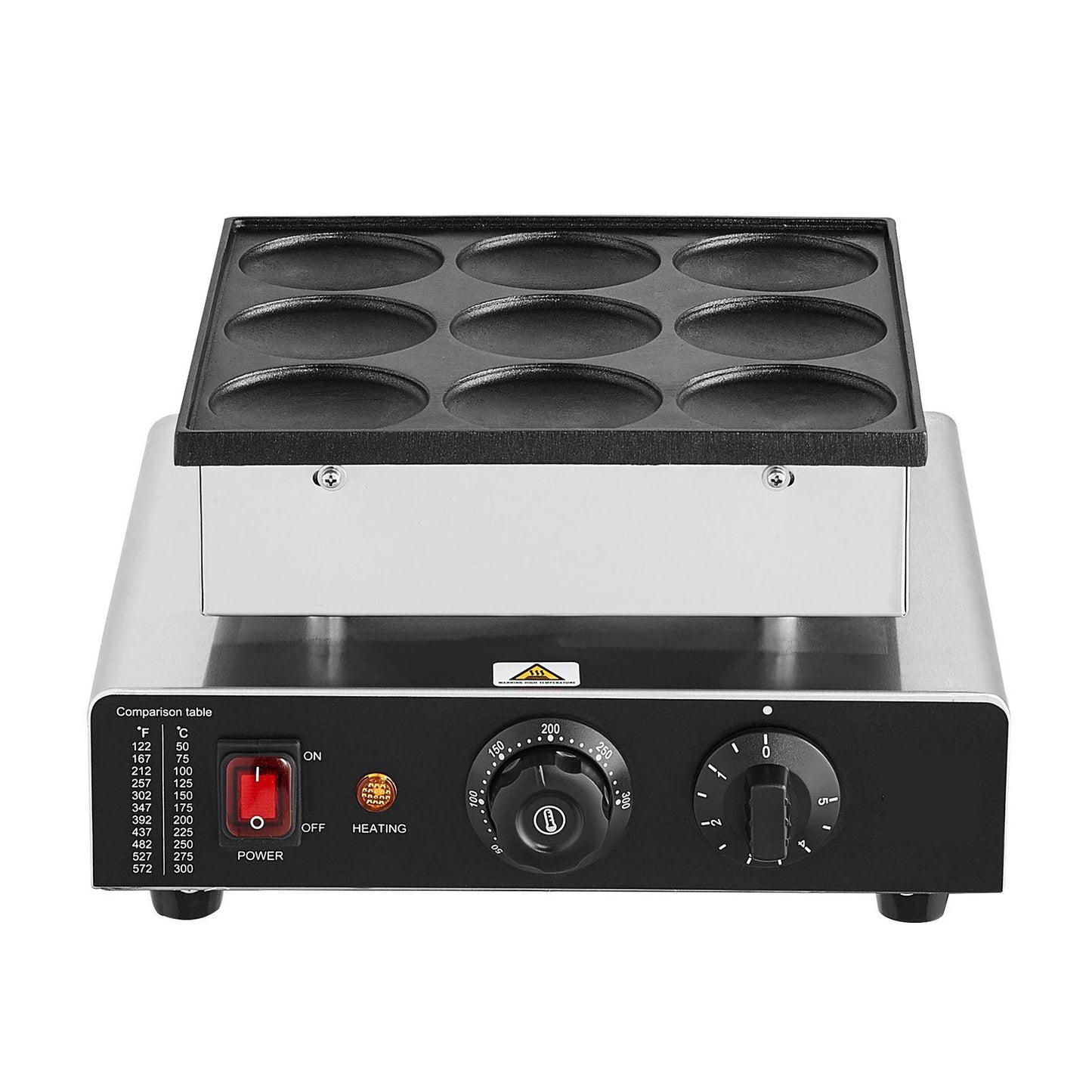 9PCS Mini Dutch Pancake Baker Commercial Electric Non-stick Waffle Maker Machine Muffin Maker for Home and Restaurants 850W
