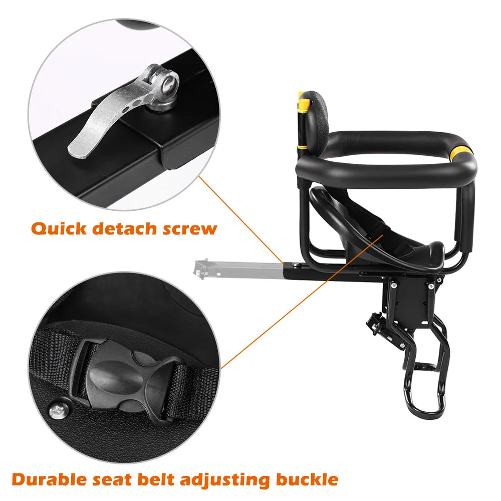 PANGDUBE Front Bike Child Seat With Safety Belt Foldable
