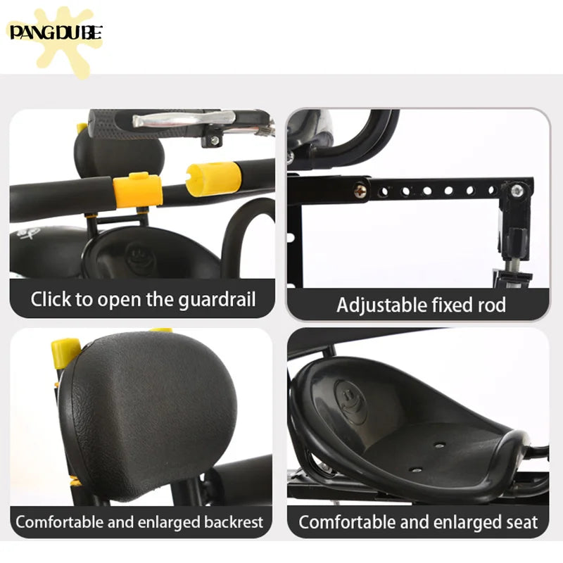 PANGDUBE Front Bike Child Seat With Safety Belt Foldable
