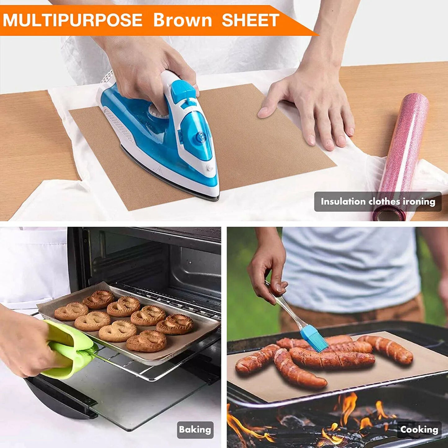 Set Of 3 Reusable Heat Resistant Baking Mats Nonstick
