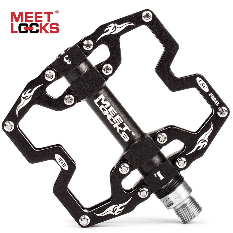 Meet Locks Bicycle Pedals CNC Aluminum 3 Bearing MTB Road