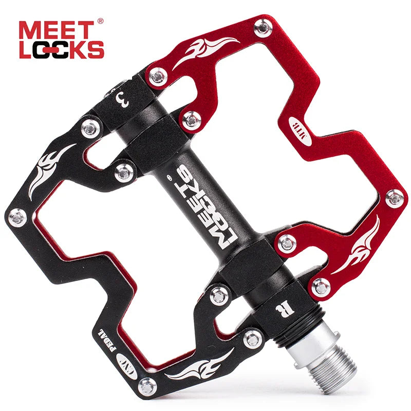 Meet Locks Bicycle Pedals CNC Aluminum 3 Bearing MTB Road