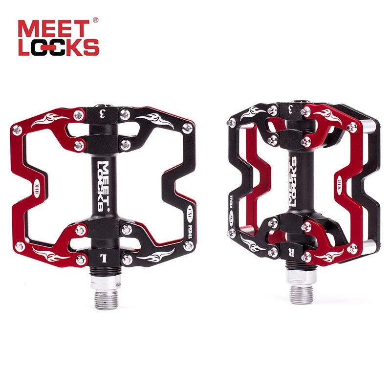 Meet Locks Bicycle Pedals CNC Aluminum 3 Bearing MTB Road