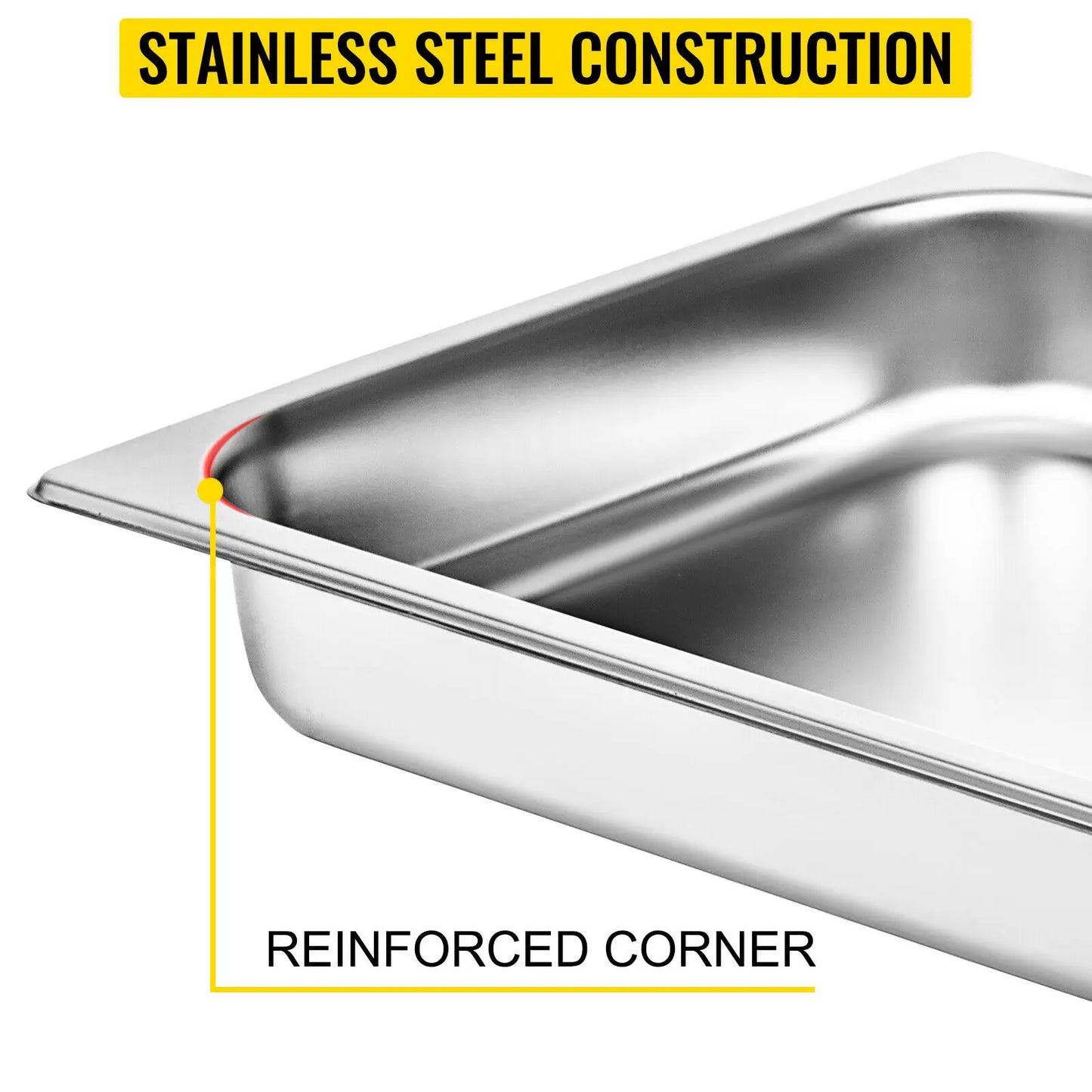 SucceBuy 8.5L-20.5L Buffet Chafing Dishes Gastronorm Pans Steam Table Pans Stainless Steel Food Container for Party BBQ Baking