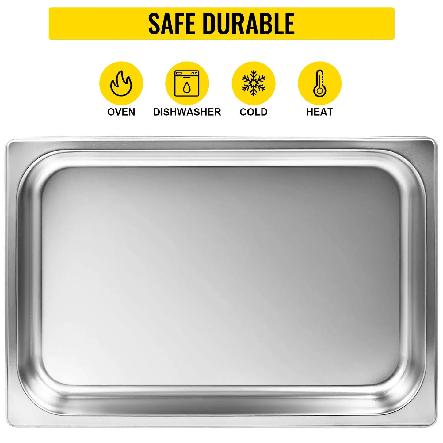 SucceBuy 8.5L-20.5L Buffet Chafing Dishes Gastronorm Pans Steam Table Pans Stainless Steel Food Container for Party BBQ Baking
