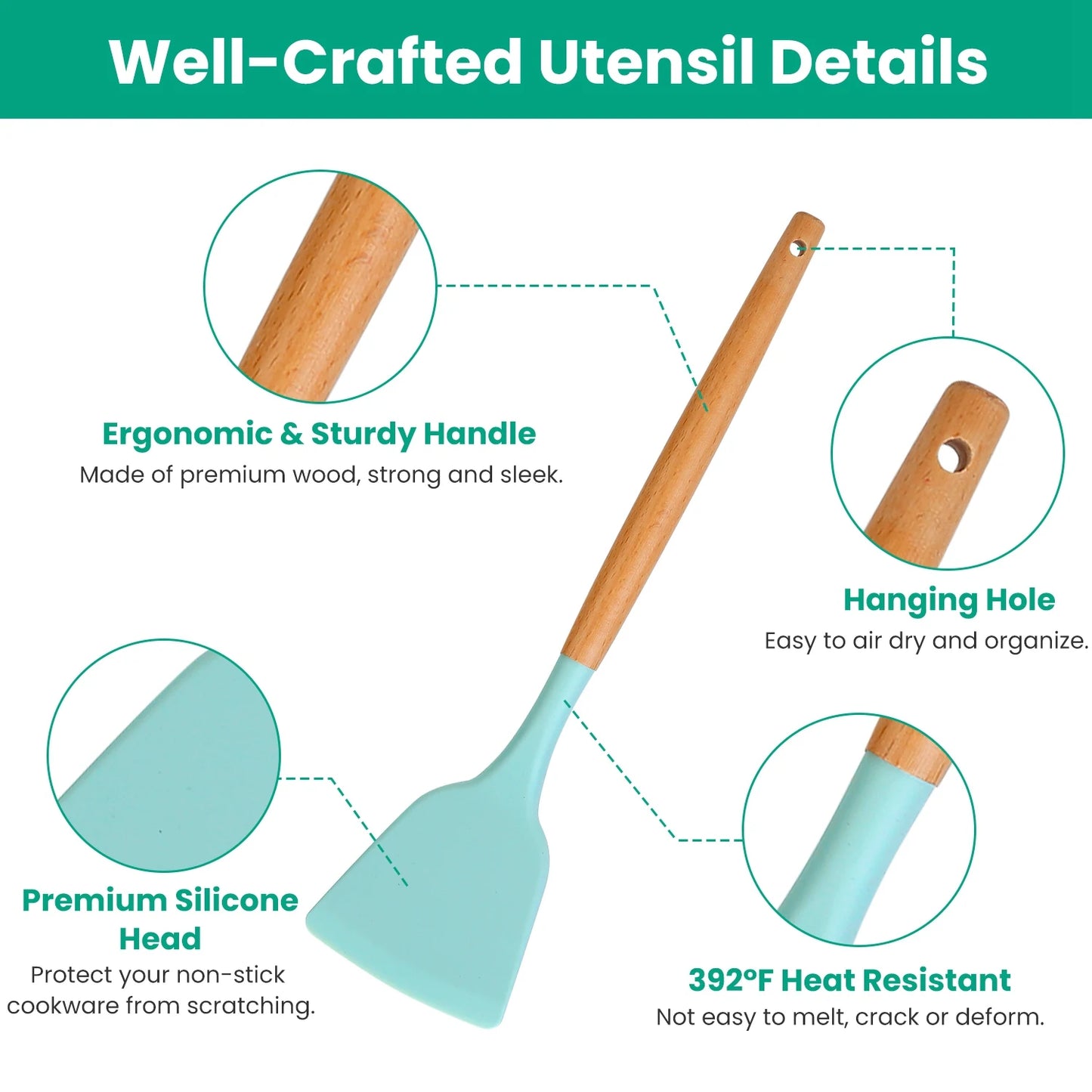 Hign-concerned 35 Piece Kitchen Utensil Set With Holder