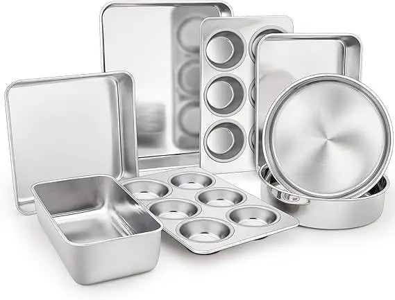 Stainless Steel EightPiece Bakeware Set Oven Pans Non Toxic