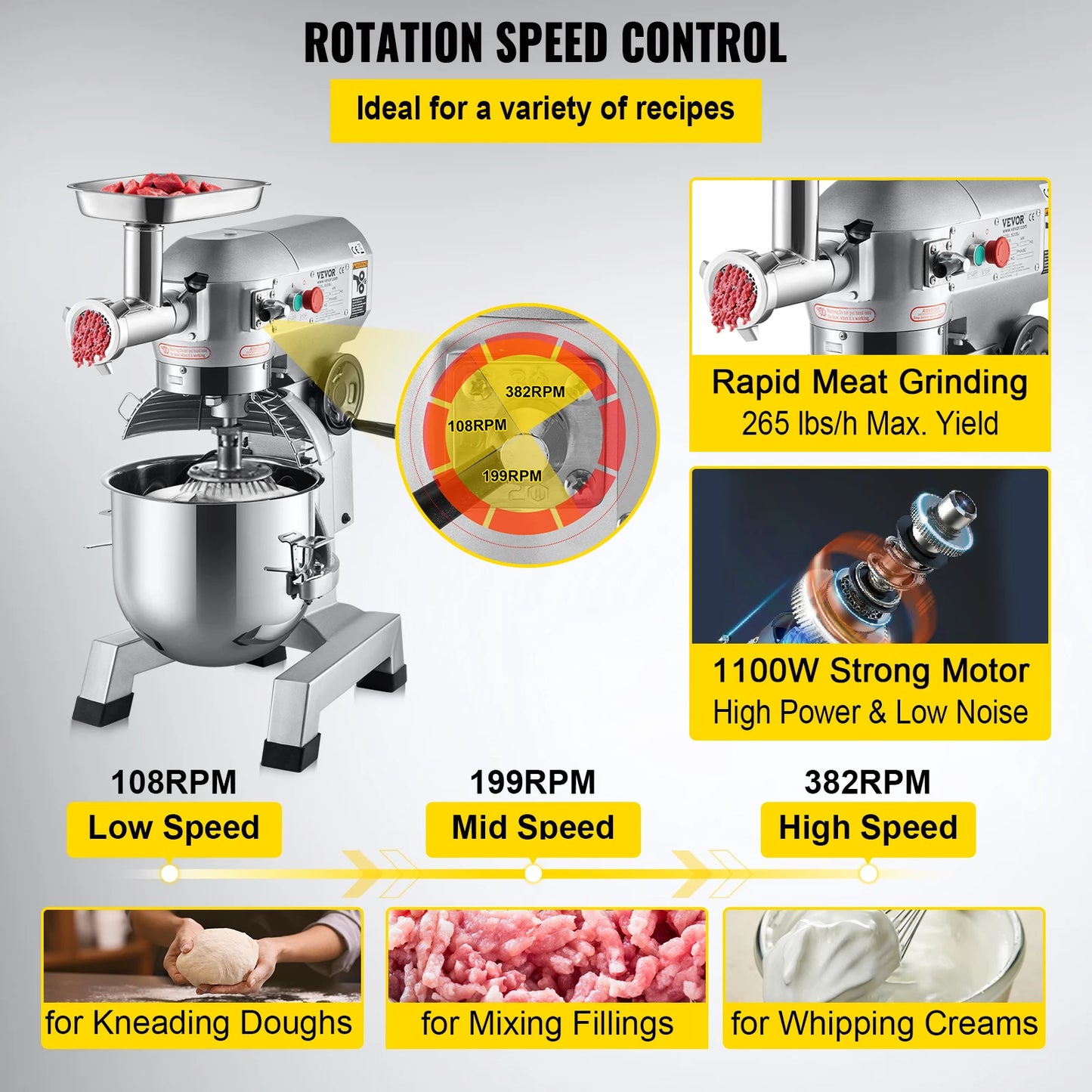 VEVOR Commercial Electric Stand Mixer For Dough Kneading