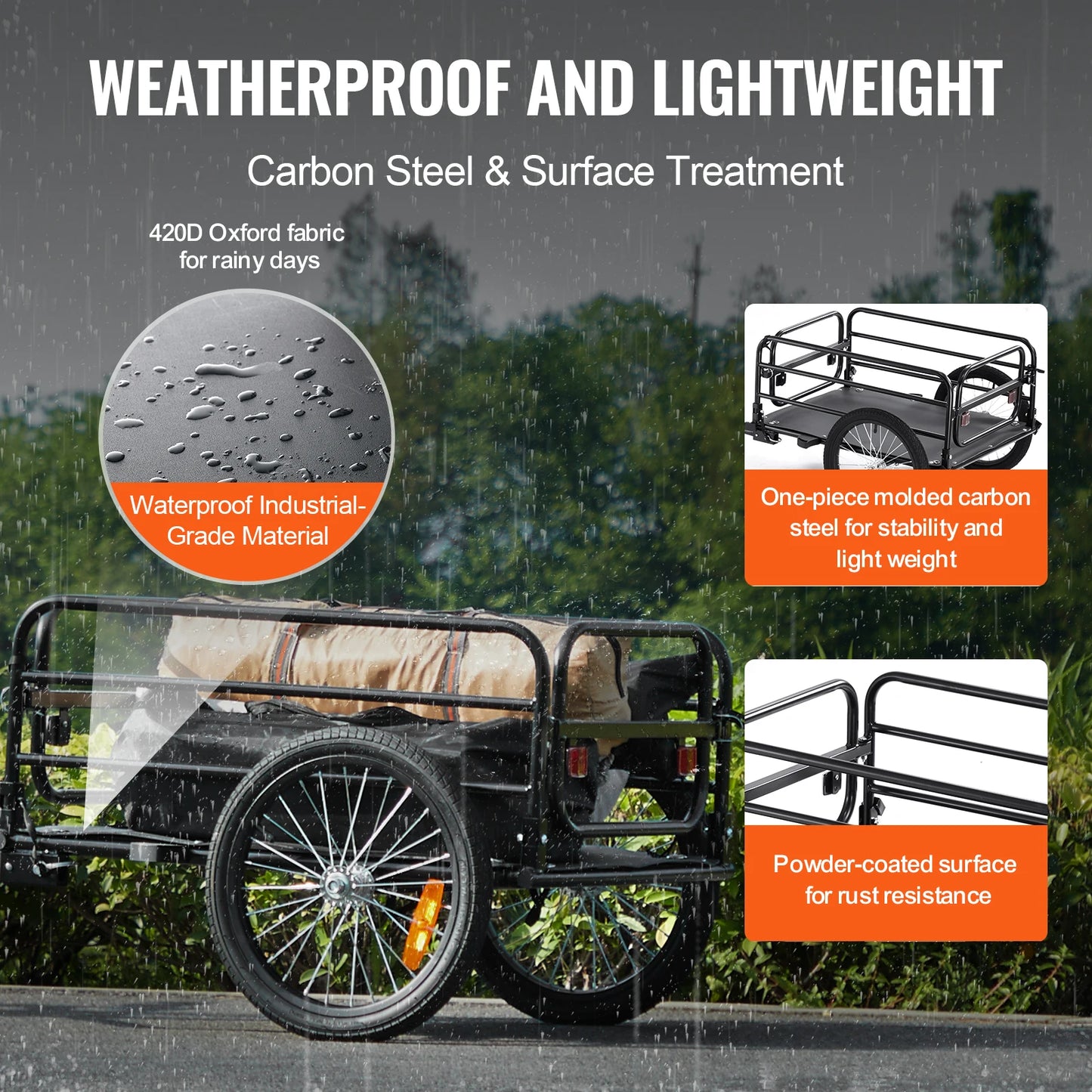 SucceBuy Bike Cargo Trailer Foldable Wagon For Bicycles
