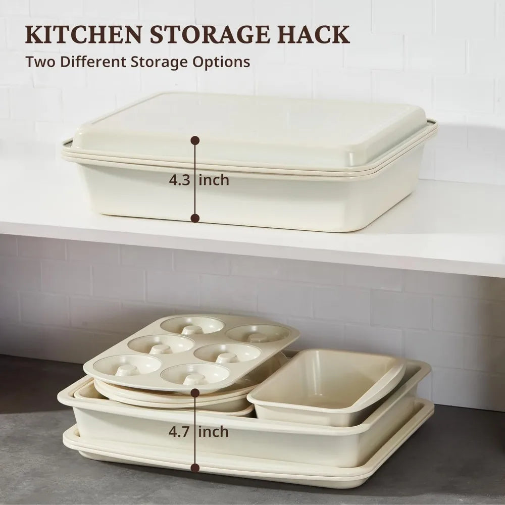 Stackable Bakeware Set 9 Piece Nonstick Pans With Donut Pan