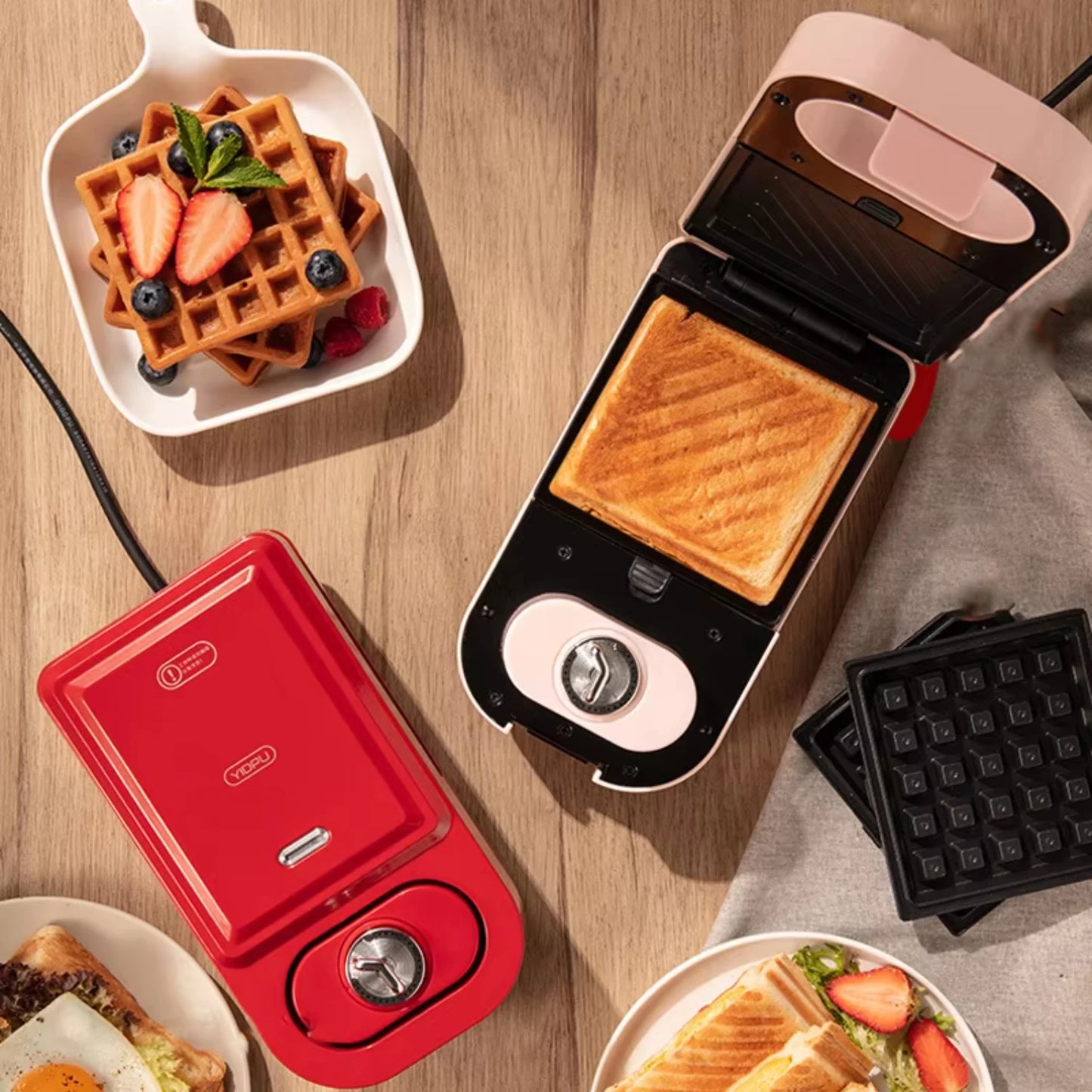 220V  Sandwich Maker Timed Multifunction Waffle Maker Cake Toaster Baking takoyaki Pancake Sandwichera Breakfast Machine