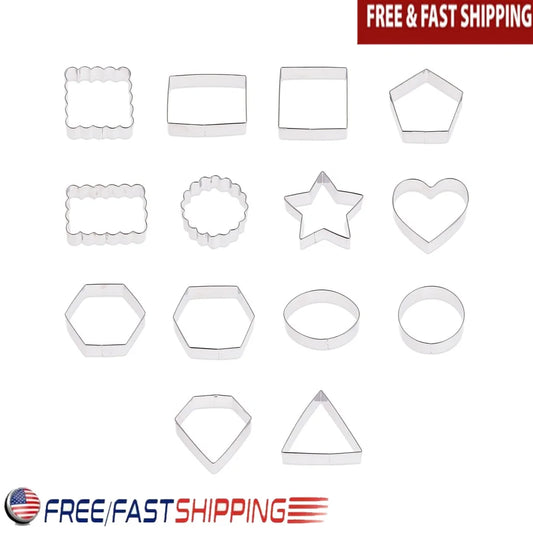 PDQ 14 Piece Metal Cookie Cutter Set Assorted Shapes