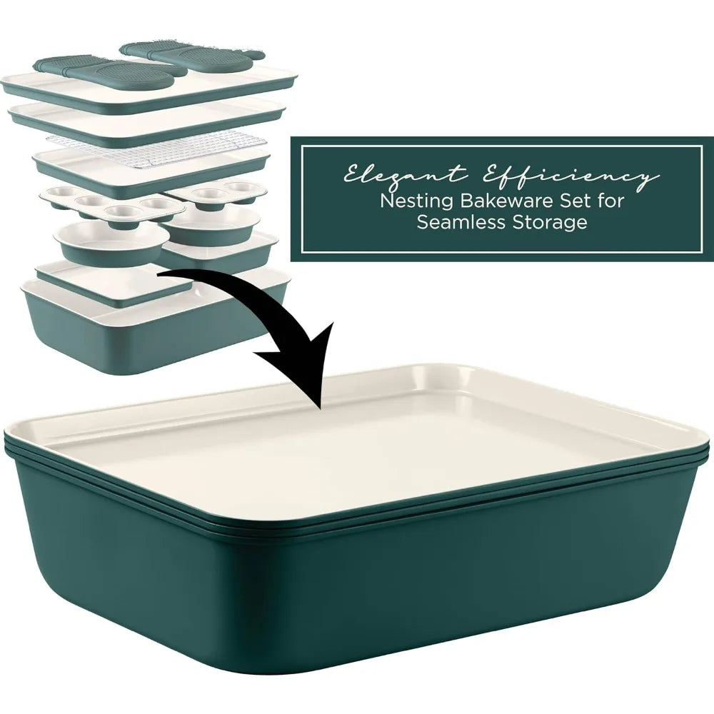 Sage 13 Piece Nonstick Stackable Bakeware Set With Release