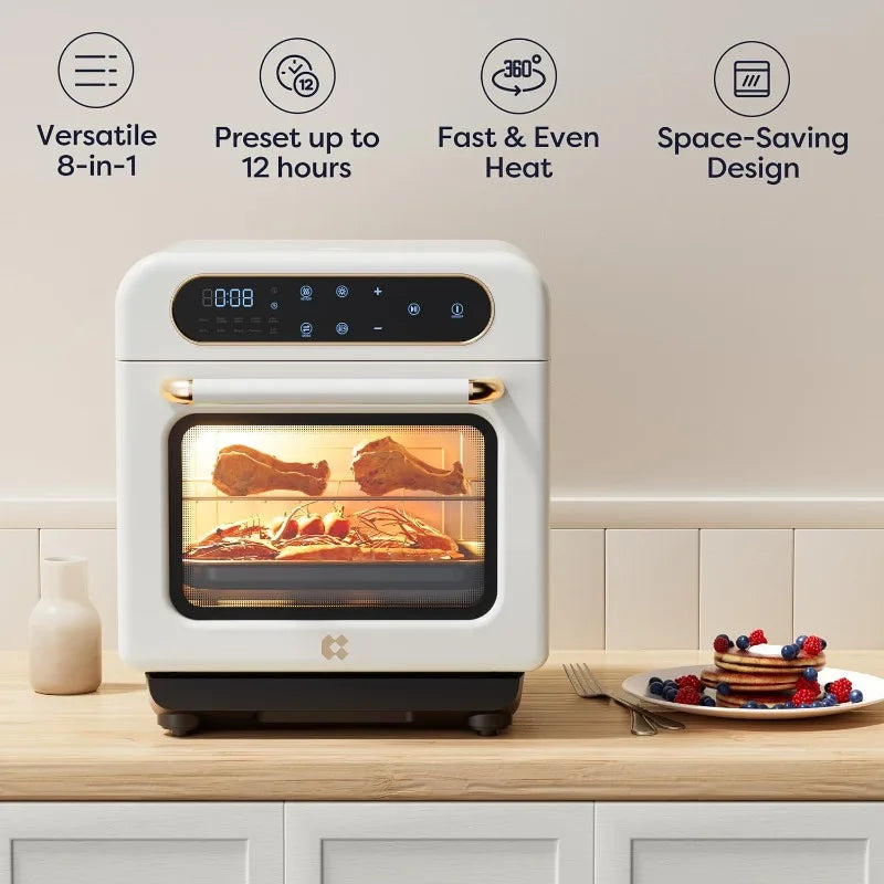 8-in-1 Air Fryer Steam Oven Countertop, 13QT Mini Toaster Oven with Steam, Rapid Steam, Air Fry, Vapor Bake, Steam Clean, Bake