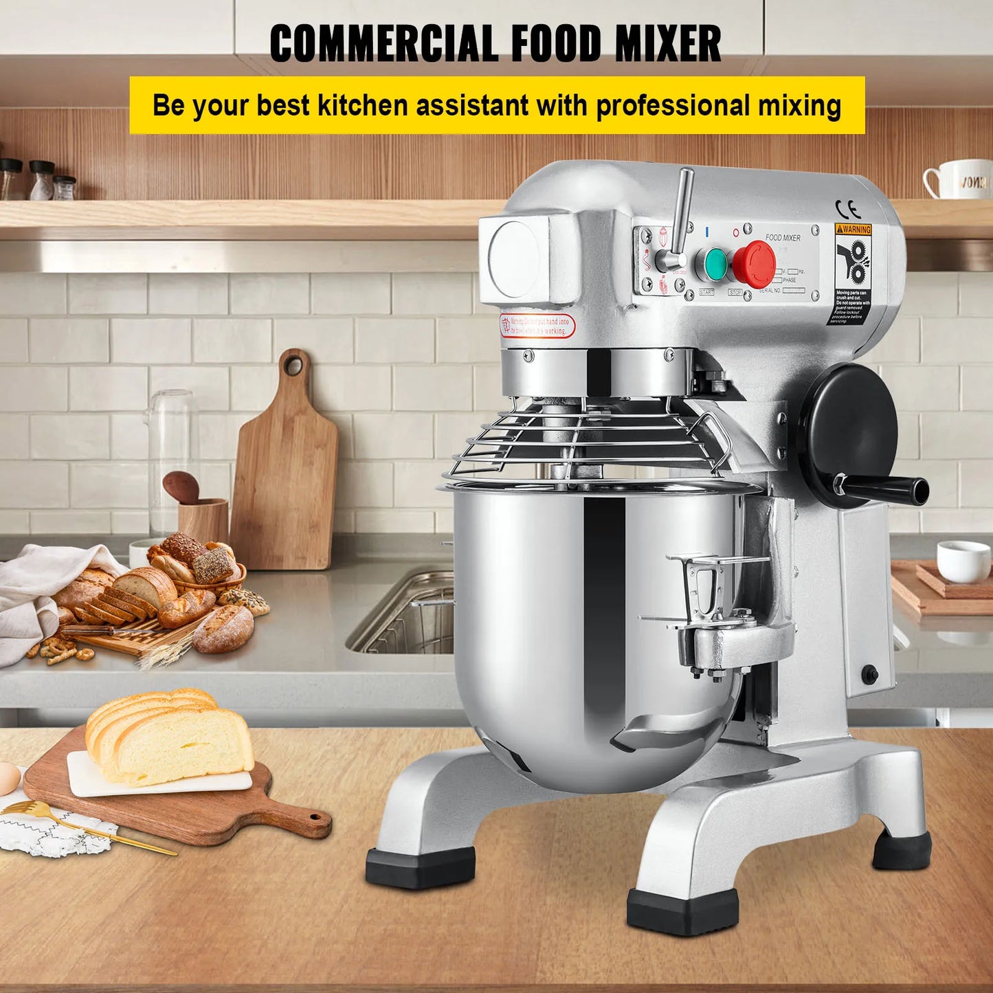 SucceBuy 10- 30L Electric Dough Machine Stainless Steel Commercial Cream Egg Whisk Mixer Processor Kitchen Food Stand Blender