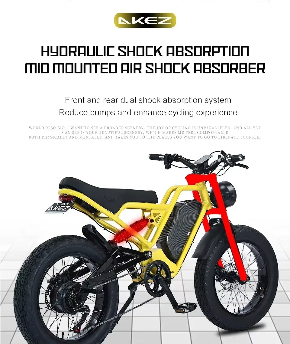 AKEZ 1500W Mountain Electric Bicycle With Removable Battery
