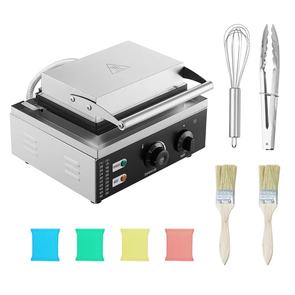 Industrial Donut Maker 1550W Dual-Heat Non-Stick Waffle Machine 12 Slots Stainless Steel Commercial Equipment Bakeries
