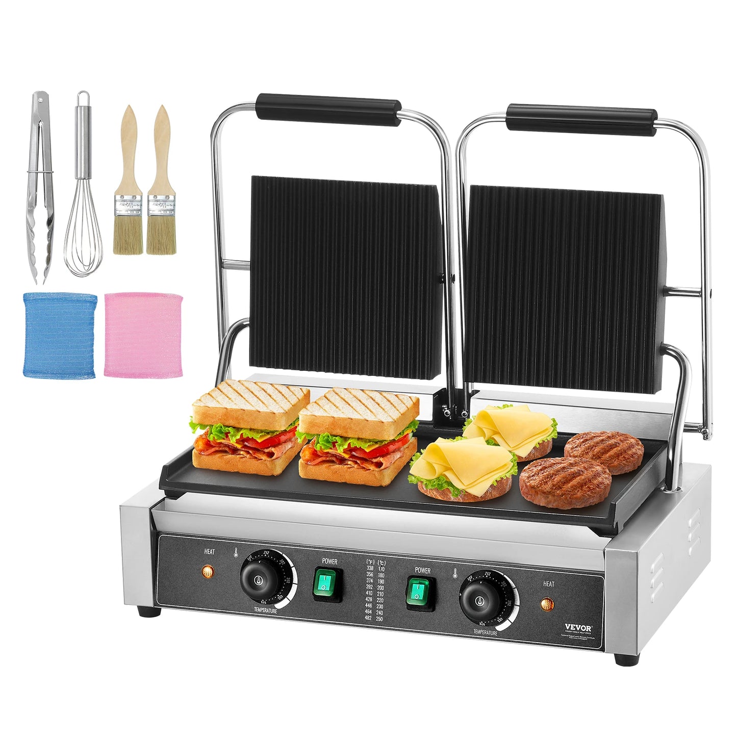 SucceBuy 3600W Commercial Panini Grill With Temp Control