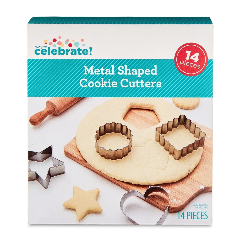 PDQ 14 Piece Metal Cookie Cutter Set Assorted Shapes