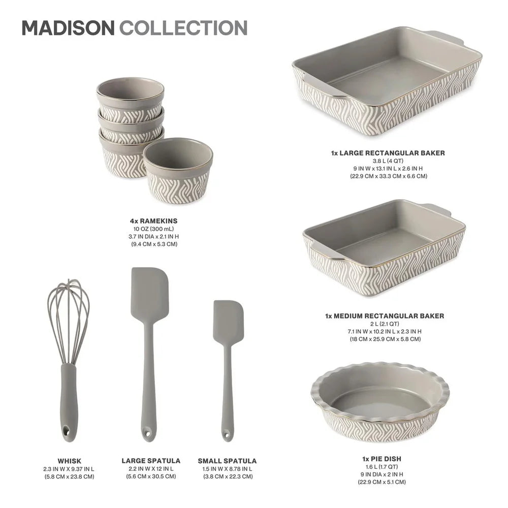 Feature Stoneware Bakeware Set With Spatulas And Whisk