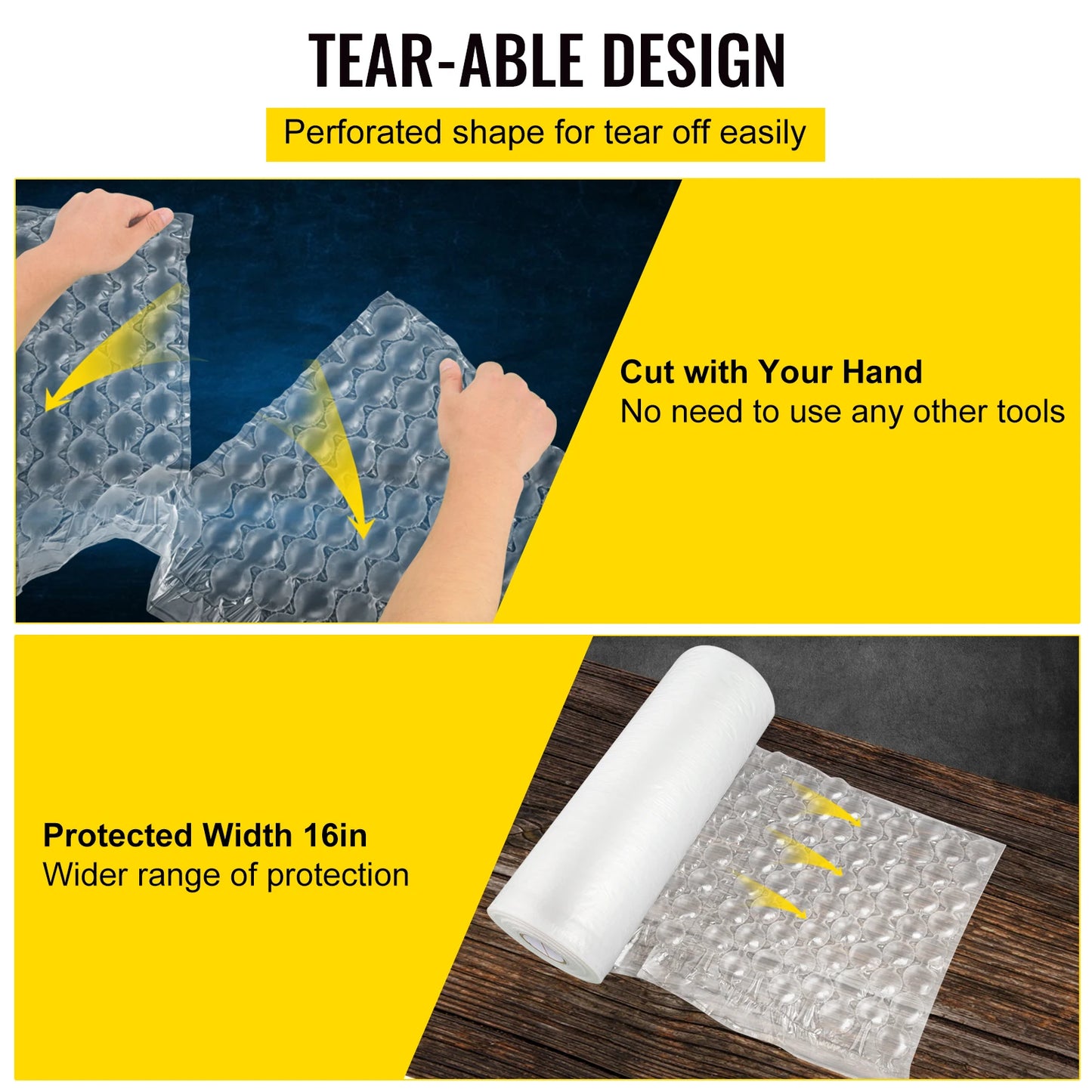 SucceBuy 984Ft Air Cushion Film Bubble Bags PE Air Cushion Wrap Film Packaging Shockproof Cushioning Rolls for Wrap Machine